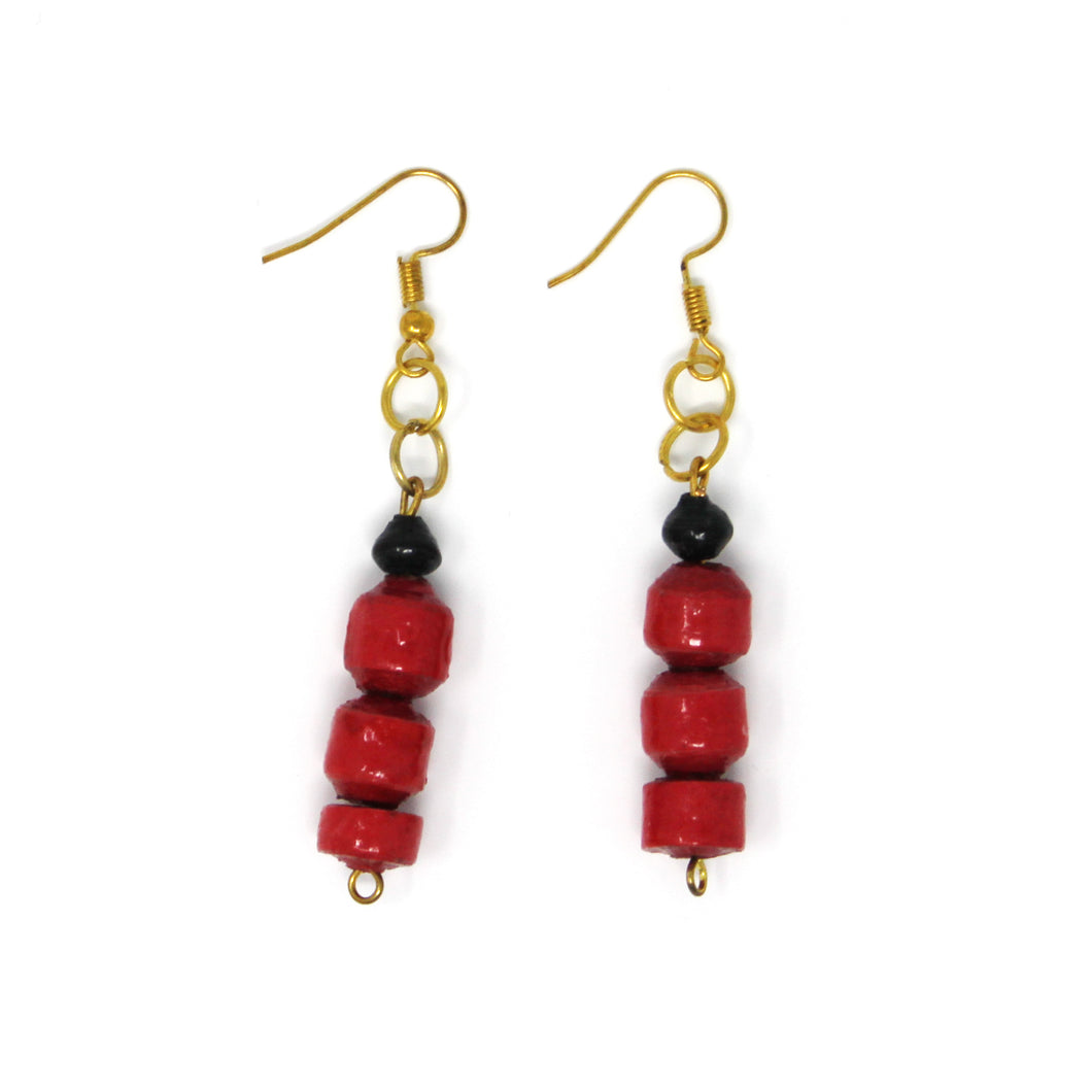 Scarlet Piece Paper Bead Earring