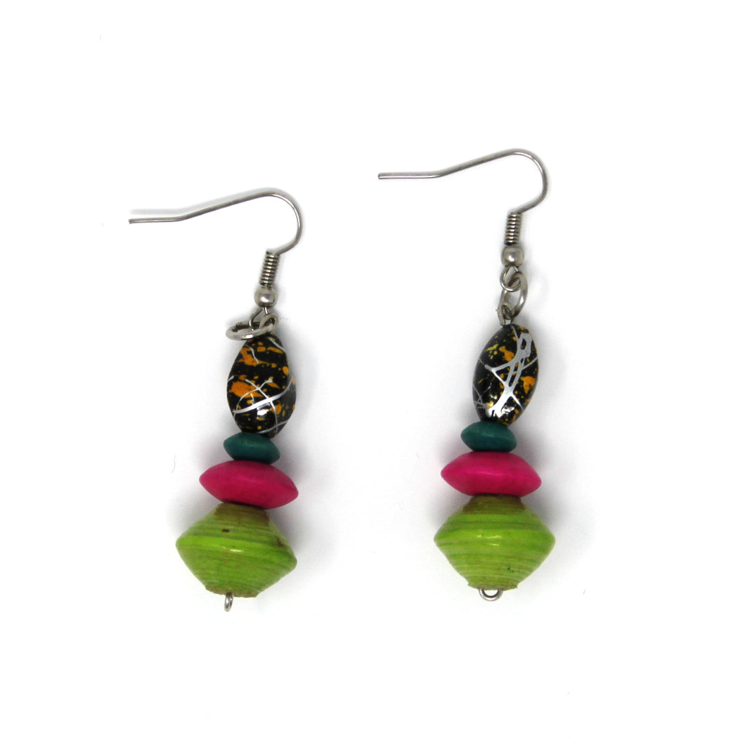 Marble Print Paper Bead Earring